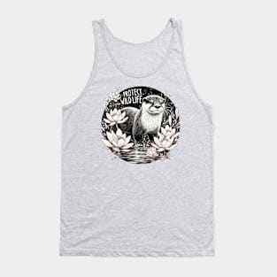 Protect Wildlife - Otter and water lilies Tank Top